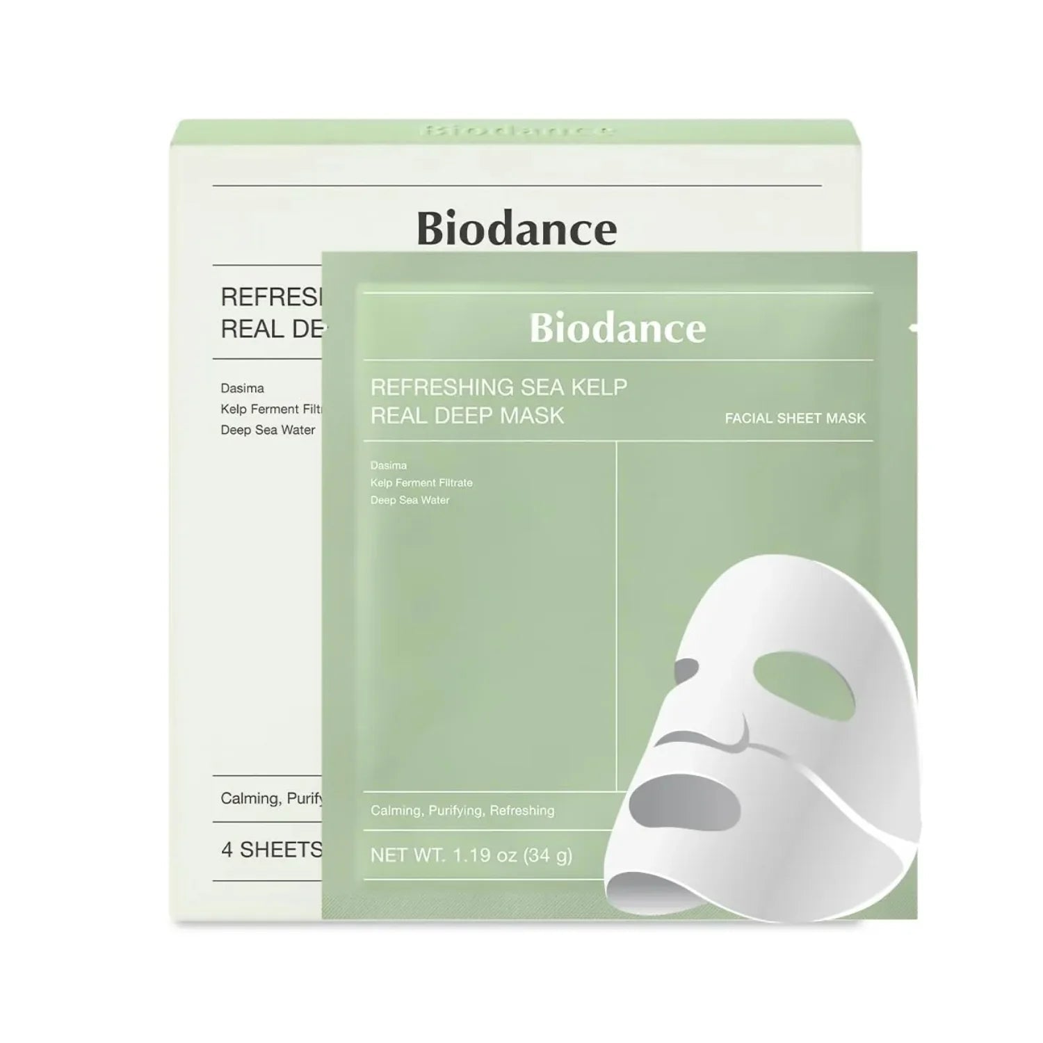 Biodance - Refreshing Sea Kelp Real Deep Mask - Maska Kojąco - Nawilżająca Maska - 4szt - GLOW+CARE