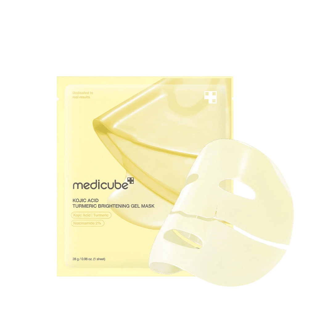 Medicube - Kojic Acid Turmeric Brightening Gel Mask - Rozświetlająca Maska Żelowa z Kwasem Kojowym - 1szt/28g - GLOW+CARE